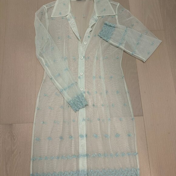 Vintage Mesh Floral Embroidery Dress Overlay - Picture 5 of 8